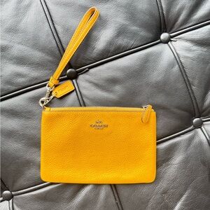 COACH Pebbled Leather Wristlet Honeycomb